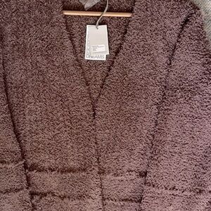Barefoot Dreams CozyChic Brown Cardigan Textured w/Pockets Oversized XS New!!
